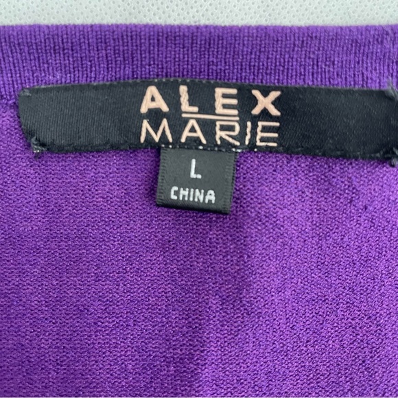 Alex Marie Silk Blend Cardigan Womens L Large Purple Ruffle Collar Long Sleeve - Picture 3 of 10